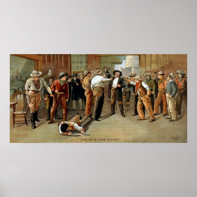 Bar gun fight szene aus Theaterposter Poster (Vorne)