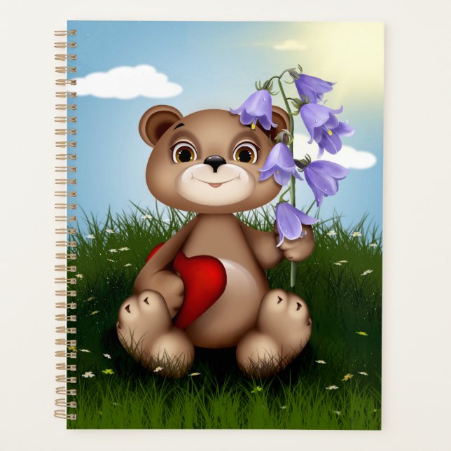Bär hält Blumenstrauß-30926 Planer (Vorderseite)