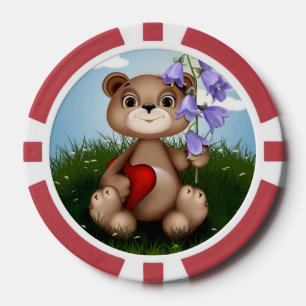 Bär hält Blumenstrauß-30926 Pokerchips