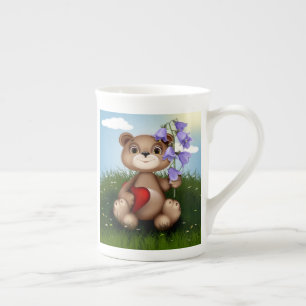 Bär hält Blumenstrauß-30926 Prozellantasse
