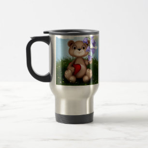 Bär hält Blumenstrauß-30926 Reisebecher