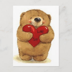 Bär hält Herz-I-Liebe Sie Postkarte