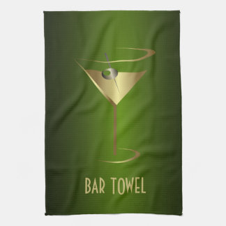 Bar Handtuch Grün und Gold Martini-Glas