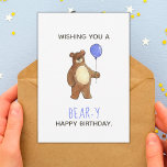 Bär Happy Birthday Flat Card<br><div class="desc">Eine süße und einfache Teddy tragen Geburtstagskarte! Ein brauner Aquarellbär mit blauem Ballon ist ein bezauberndes Design,  das an einen besonderen Tag geschickt wird! Passen Sie Ihre eigene "bäreny"-süße Nachricht an oder verließ wie es ist. Raum für eine handschriftliche Notiz auf der Rückseite!</div>