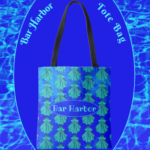 Bar Harbor Maine Bold Blue Scallop Muschel Tasche