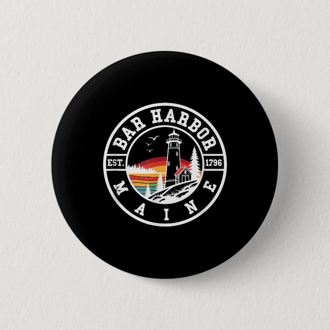 Bar Harbor - Maine - Retro-Design - Klick  Button (Vorderseite)