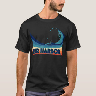 Bar Harbor Maine Retro-Surf-, Segel- und Angelurla T-Shirt
