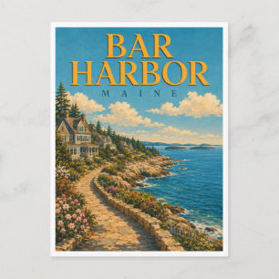 Bar Harbor Maine Shore Path GeoSaga Postkarte