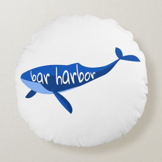 Bar Harbor Maine Whale Rundes Kissen (Vorderseite)
