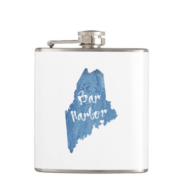 Bar Harbor Maine Wood Grain Flachmann (Vorderseite)