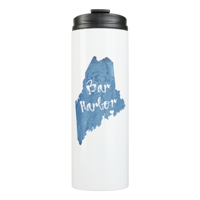 Bar Harbor Maine Wood Grain Thermosbecher (Vorderseite)