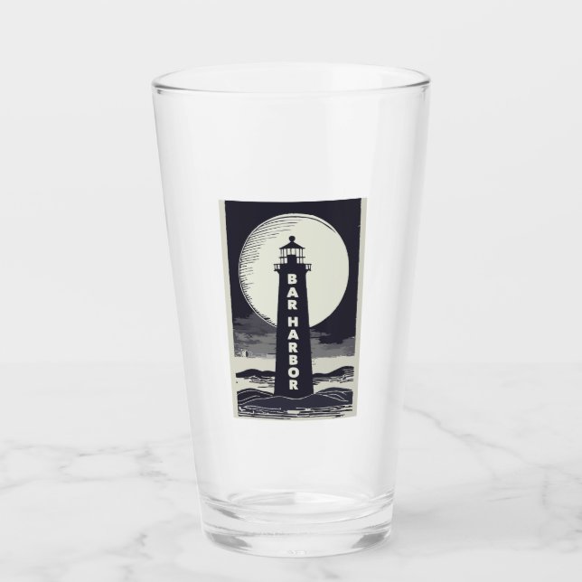 Bar Harbour Maine Lighthouse Moon Glas (Vorderseite)
