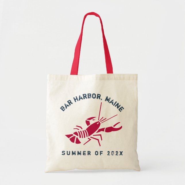 Bar Harbour, Maine Lobster Custom Year Souvenir Tragetasche (Vorne)