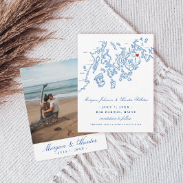 Bar Harbour Maine Map Navy Blue Foto Save The Date