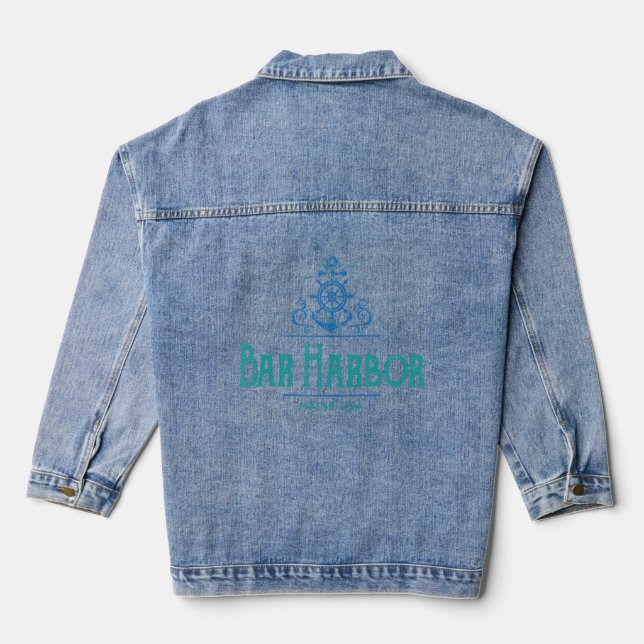 Bar Harbour Maine Nautical Design Jeansjacke (Rückseite)
