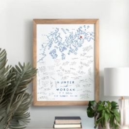 Bar Harbour Maine Wedding Modern Guest Book Poster