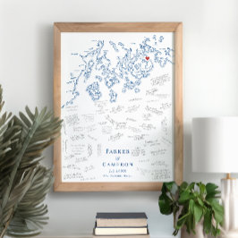 Bar Harbour ME Wedding Elegantes Gästebuchposter Poster