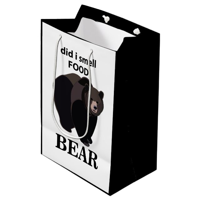 Bär hat ich genoss Funny Bear Mittlere Geschenktüte (Vorderseite Schrägansicht)