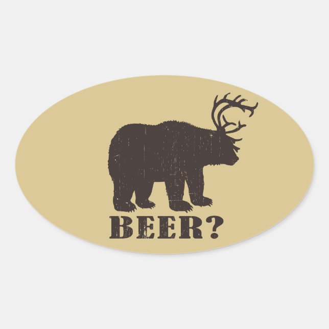 Bär + Hirsch = Bär? Funny Junting Decals Ovaler Aufkleber (Vorderseite)