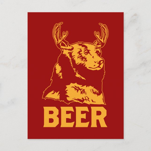 Bär + Hirsch = Bier Postkarte (Vorderseite)