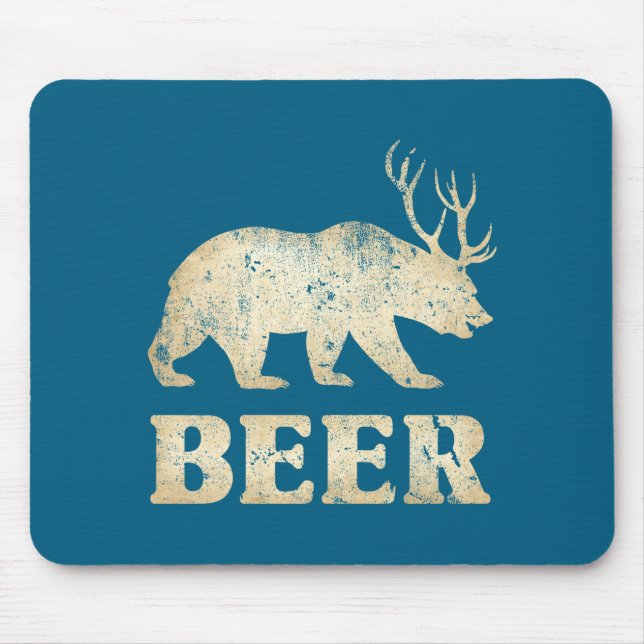 Bär Hirsch Vintage Bier  Mousepad (Vorne)