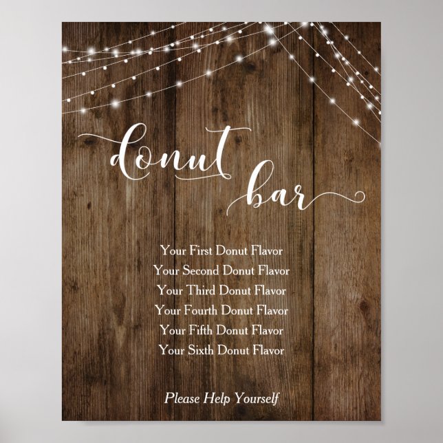 Bar Hochzeitssymbol für Holz und Licht Donut Poster (Vorne)