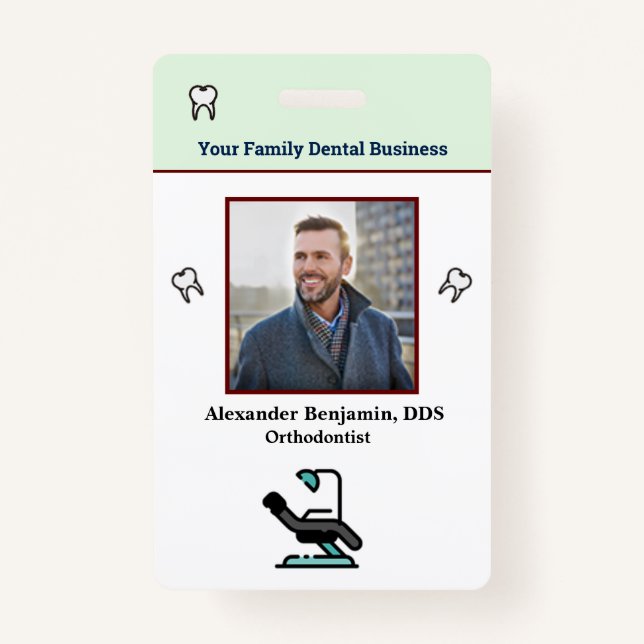 Bar-ID des Fotos Dentist-Logo für Mitarbeiter Ausweis (Vorderseite)