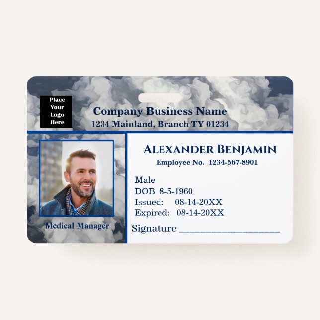 Bar-ID-Karte für das Foto des Mitarbeiters Ausweis (Vorderseite)