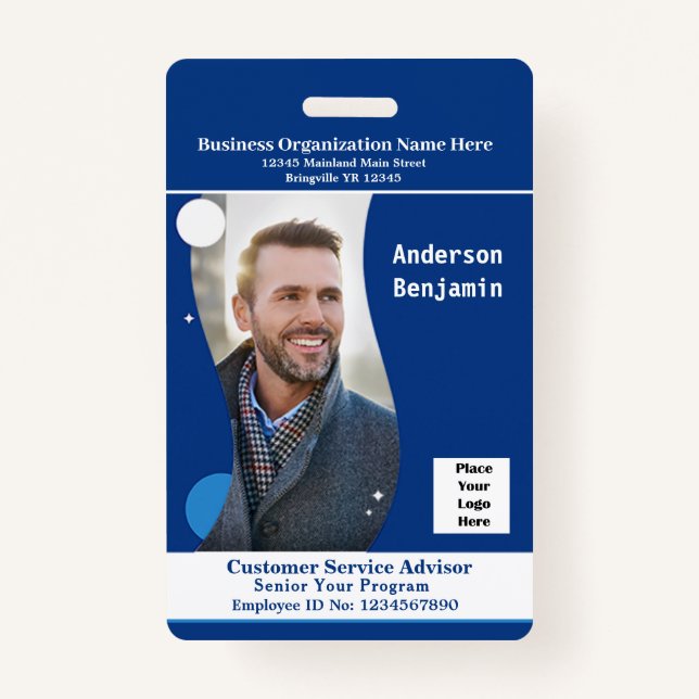 Bar-ID-Karte für Foto des Mitarbeiters Ausweis (Vorderseite)