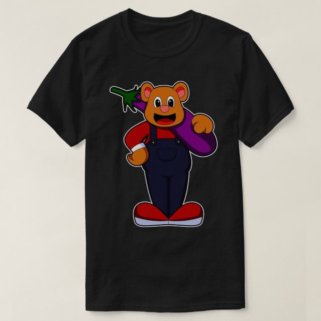 Bär im Bauer mit Eggplant T-Shirt (Design vorne)
