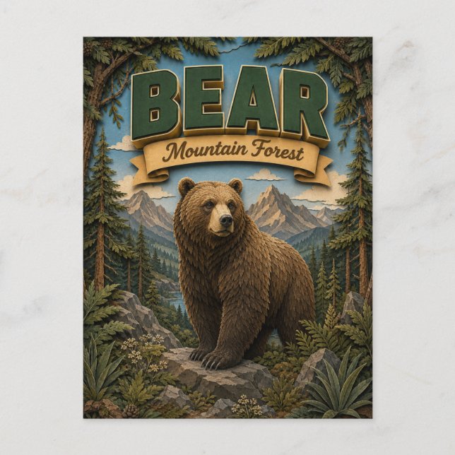 Bär im Bergwald POPCUT Postkarte (Vorderseite)
