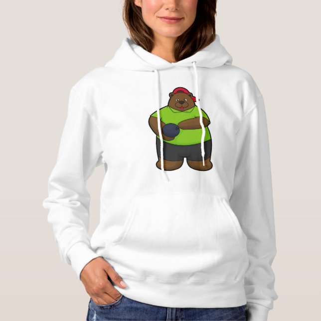 Bär im Bowling mit Bowlingball Hoodie (Vorderseite)