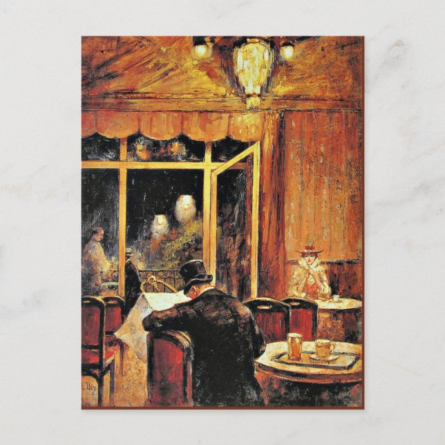 Bar im Cafe Bauer von Lesser Ury Postkarte (Vorderseite)