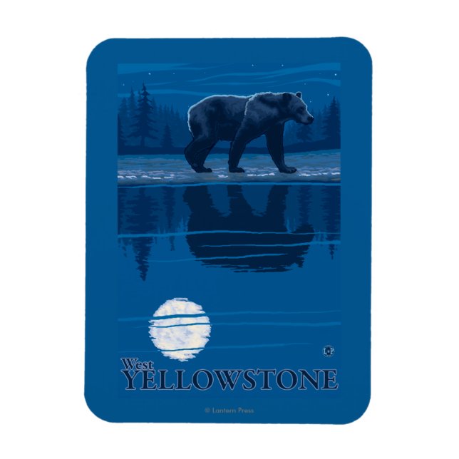 Bär im Mondlicht - West Yellowstone, Montana Magnet (Vertikal)