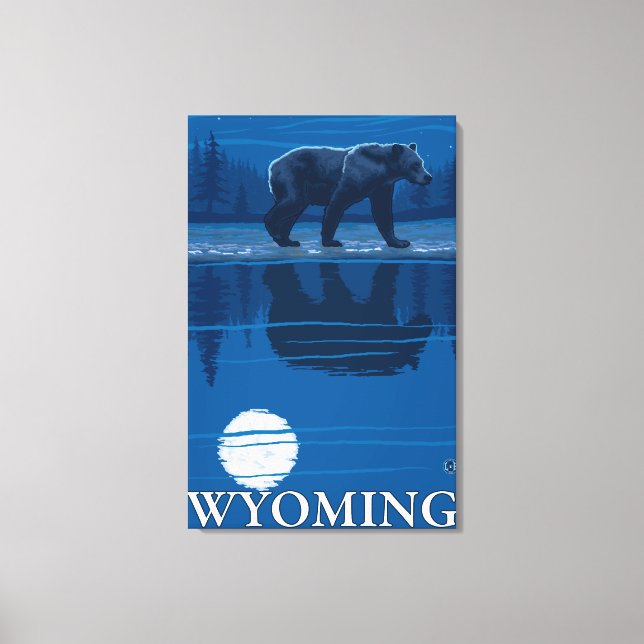 Bär im Mondlicht - Wyoming Leinwanddruck (Vorderseite)
