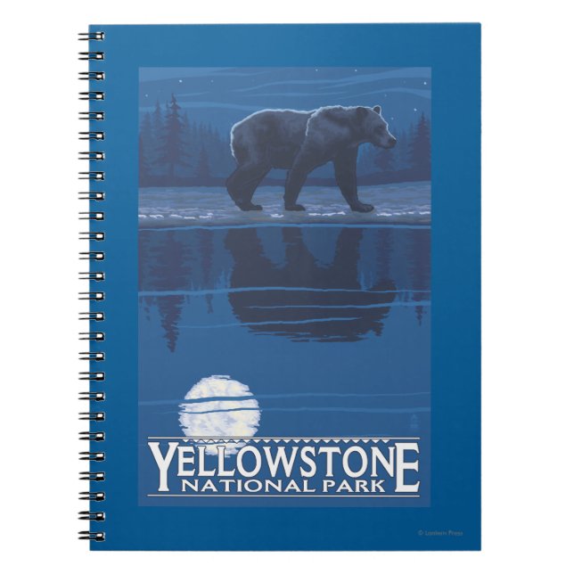 Bär im Mondlicht - Yellowstone Nationalpark Notizblock (Vorderseite)