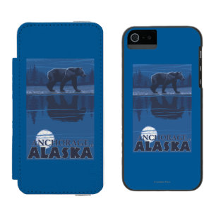Bär im Mondschein - Anchorage, Alaska Incipio Watson™ iPhone 5 Geldbörsen Hülle