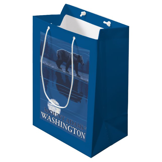 Bär im Mondschein - Berg Adams, Washington Mittlere Geschenktüte (Vorderseite Schrägansicht)