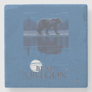 Bär im Mondschein - Biegung, Oregon Steinuntersetzer