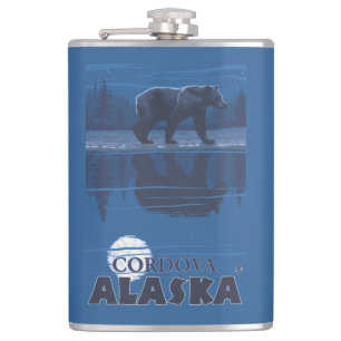 Bär im Mondschein - Cordova, Alaska Flachmann