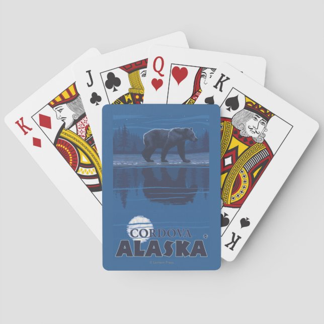 Bär im Mondschein - Cordova, Alaska Spielkarten (Rückseite)