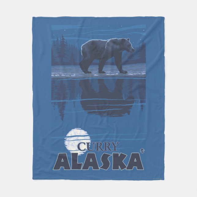 Bär im Mondschein - Curry, Alaska Fleecedecke (Vorderseite)