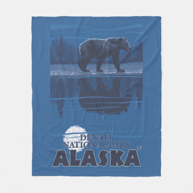 Bär im Mondschein - Denali Nationalpark, Alaska Fleecedecke (Vorderseite)
