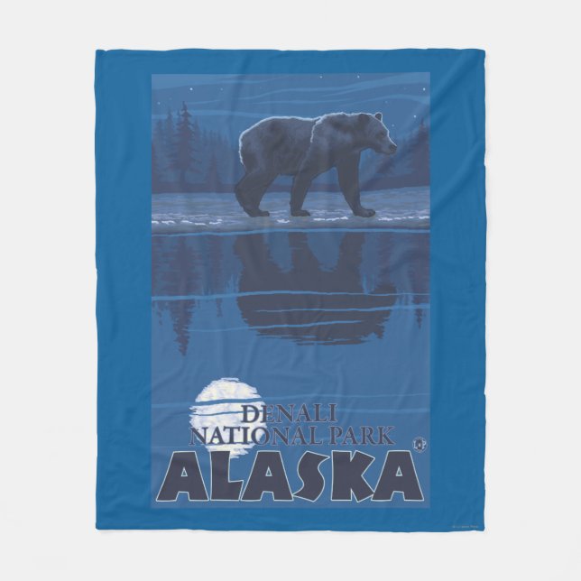 Bär im Mondschein - Denali Nationalpark, Alaska Fleecedecke (Vorderseite)
