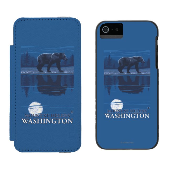 Bär im Mondschein - der Mount Saint Helens, Incipio iPhone Geldbeutel-Hülle (Seite an Seite)