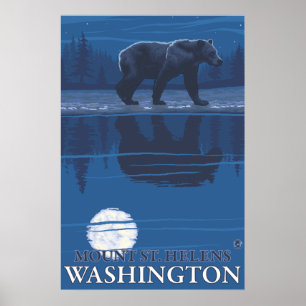 Bär im Mondschein - der Mount Saint Helens, Poster