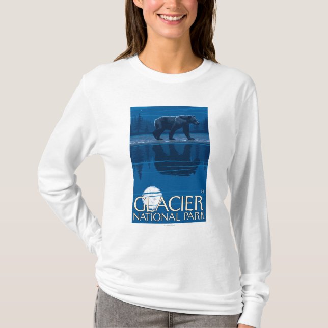 Bär im Mondschein - Glacier Nationalpark, M.Ü. T-Shirt (Vorderseite)