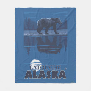 Bär im Mondschein - Latouche, Alaska Fleecedecke
