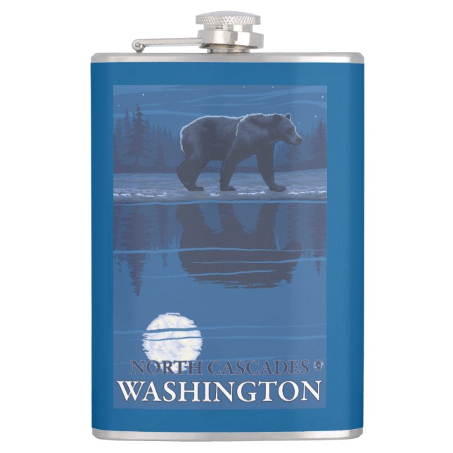 Bär im Mondschein - Nordkaskaden, Washington Flachmann (Vorderseite)
