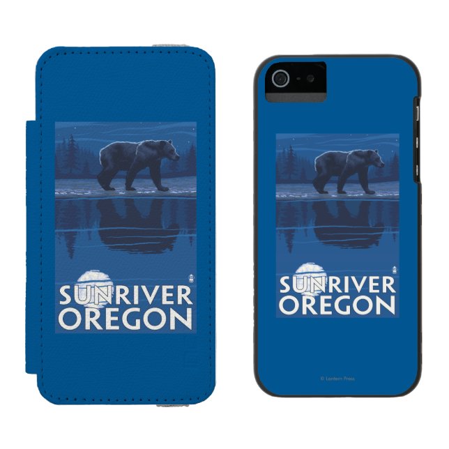 Bär im Mondschein - Sun-Fluss, Oregon Incipio iPhone Geldbeutel-Hülle (Seite an Seite)